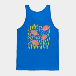 TROPICAL ZONE Coral Reef Fish Undersea Ocean Sea Creatures in Pink Purple Yellow Orange on Green - UnBlink Studio by Jackie Tahara Tank Top